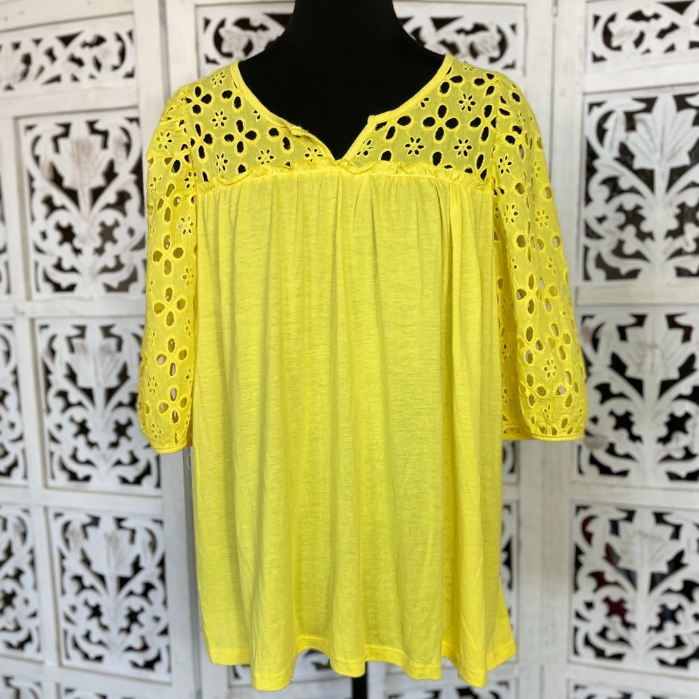 Oliver Yellow top with Eyelet bodice
